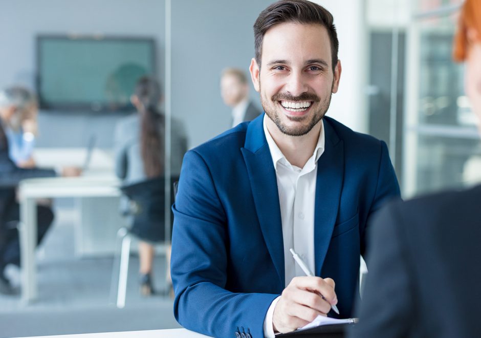 male professional filling out Male professional filling out george gainer data sample form